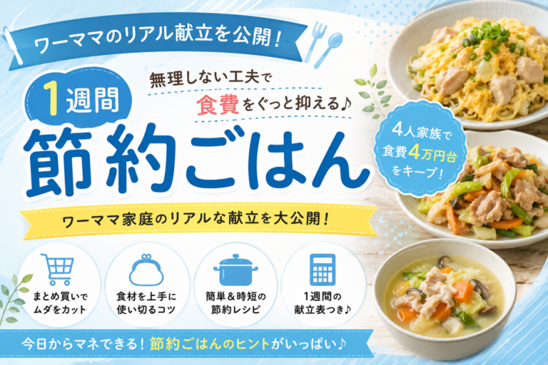 【1週間 節約ごはん】ワーママ家庭のリアル献立公開｜無理しない食費節約で月4万円台をキープ！